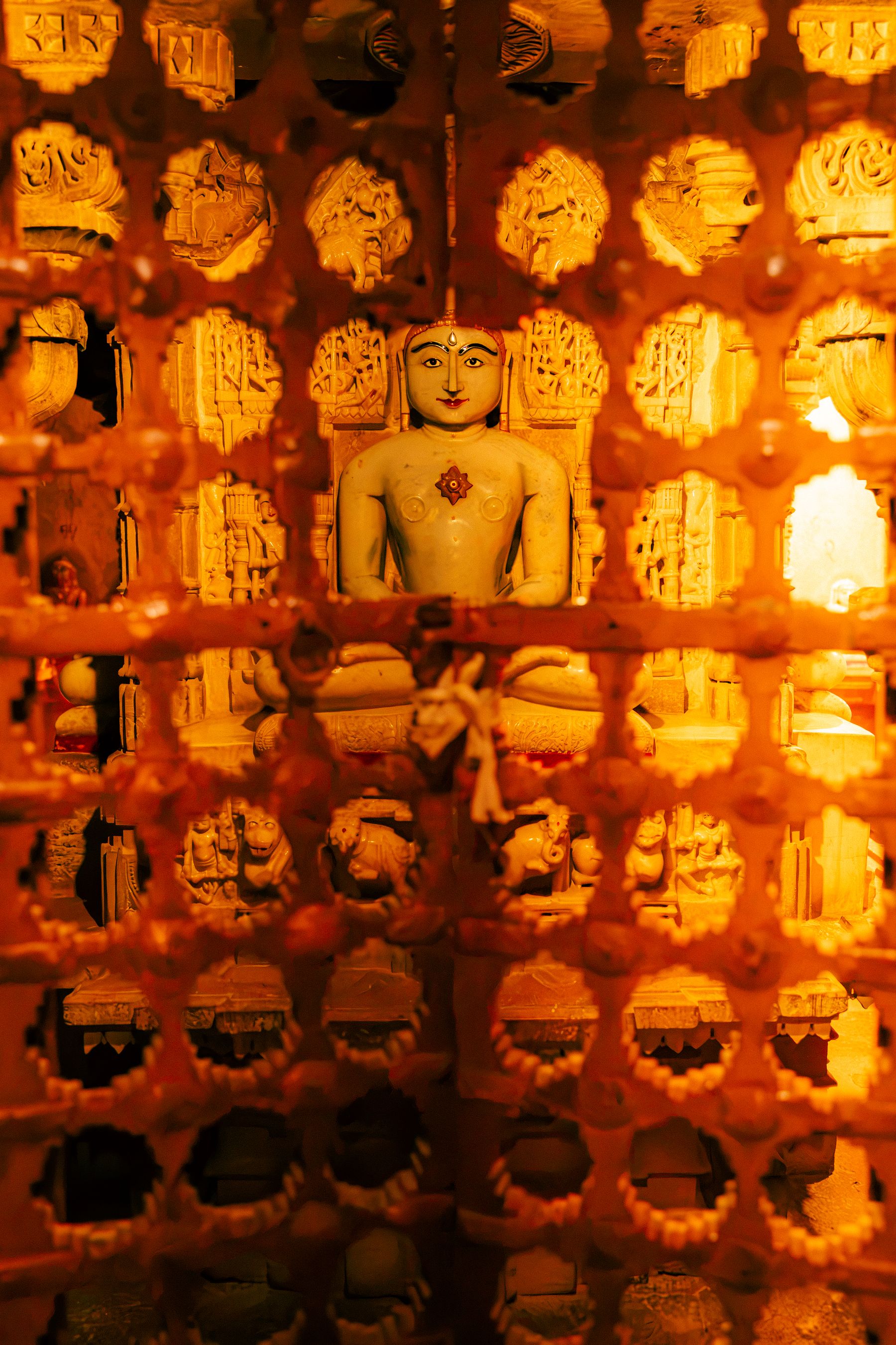 Illuminated Jain Idol Shrine Wall